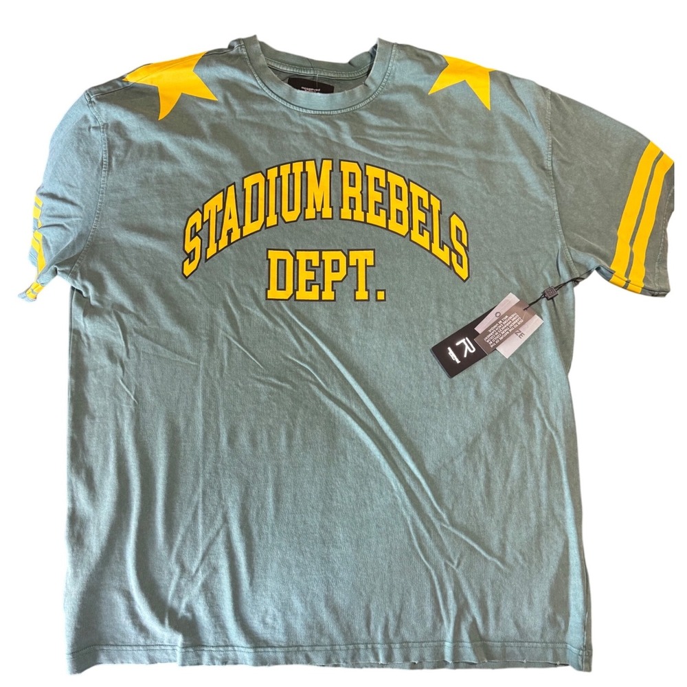 Reserved Supply T-Shirt Mens L Oversized Stadium Rebels Green Cotton Graphic Tee